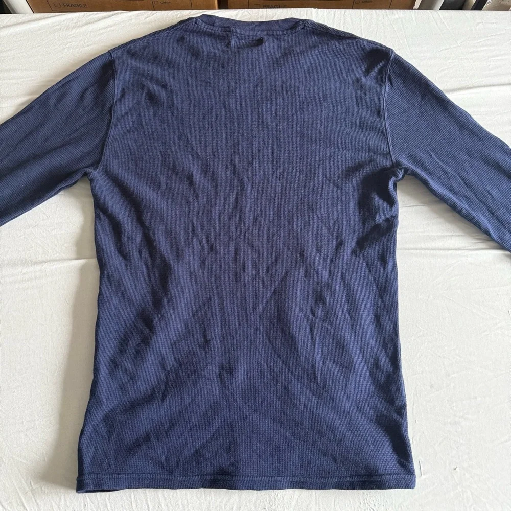 Polo Ralph Lauren Waffle Knit Thermal‎ Mens Medium Blue Embroidered Bear Logo
